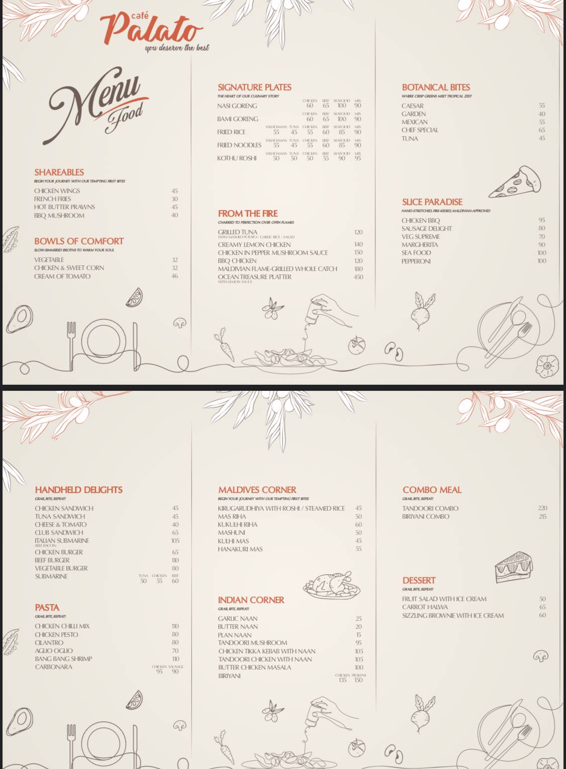 Cafe' Palato меню