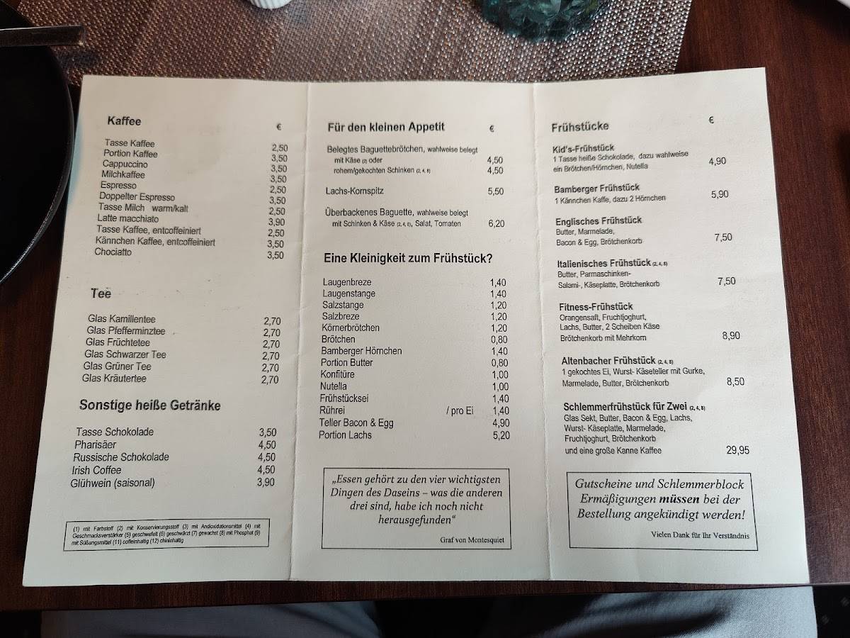 Cafe Schmittinger меню