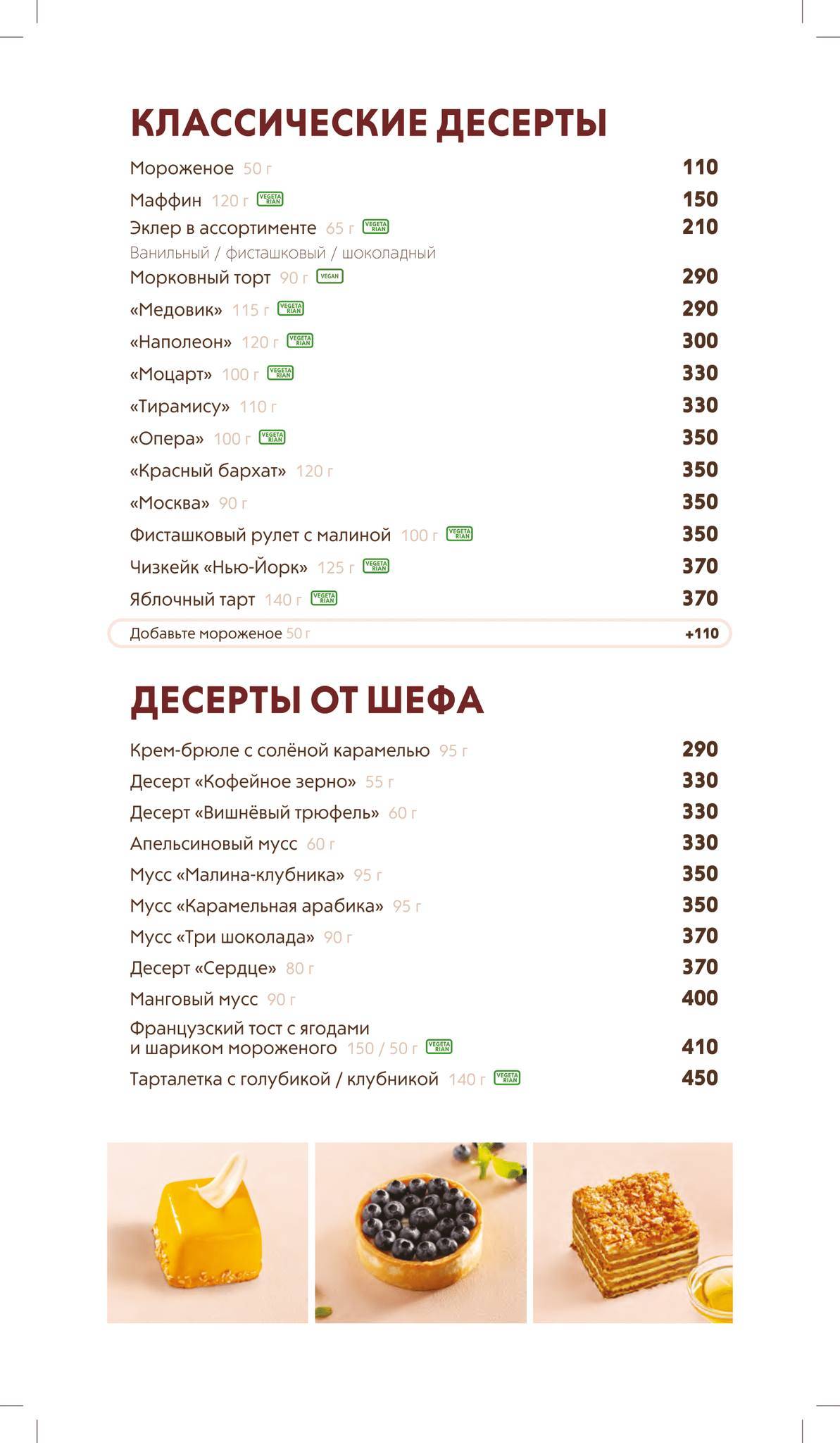Шоколадница меню