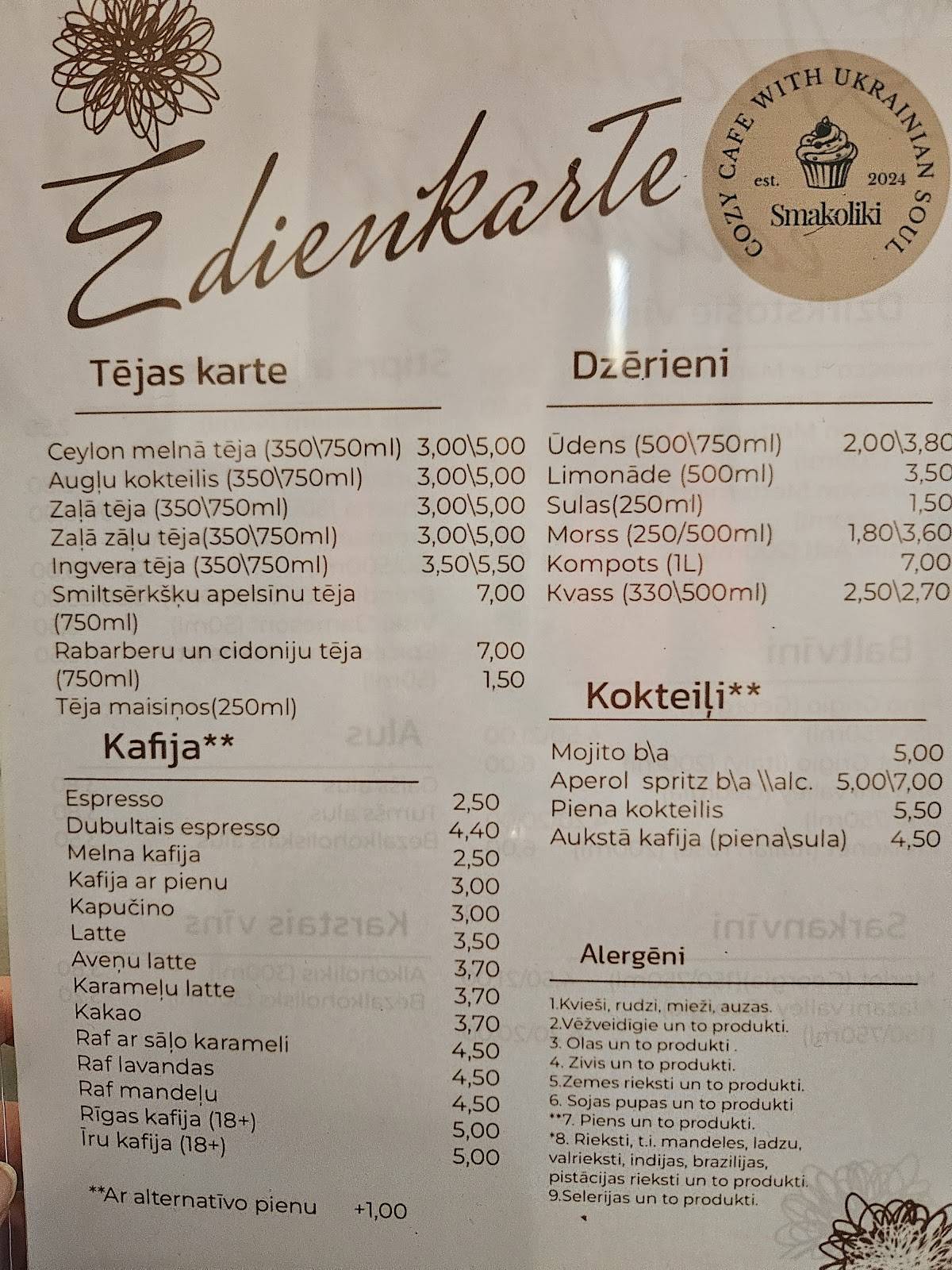 Smakoliki меню