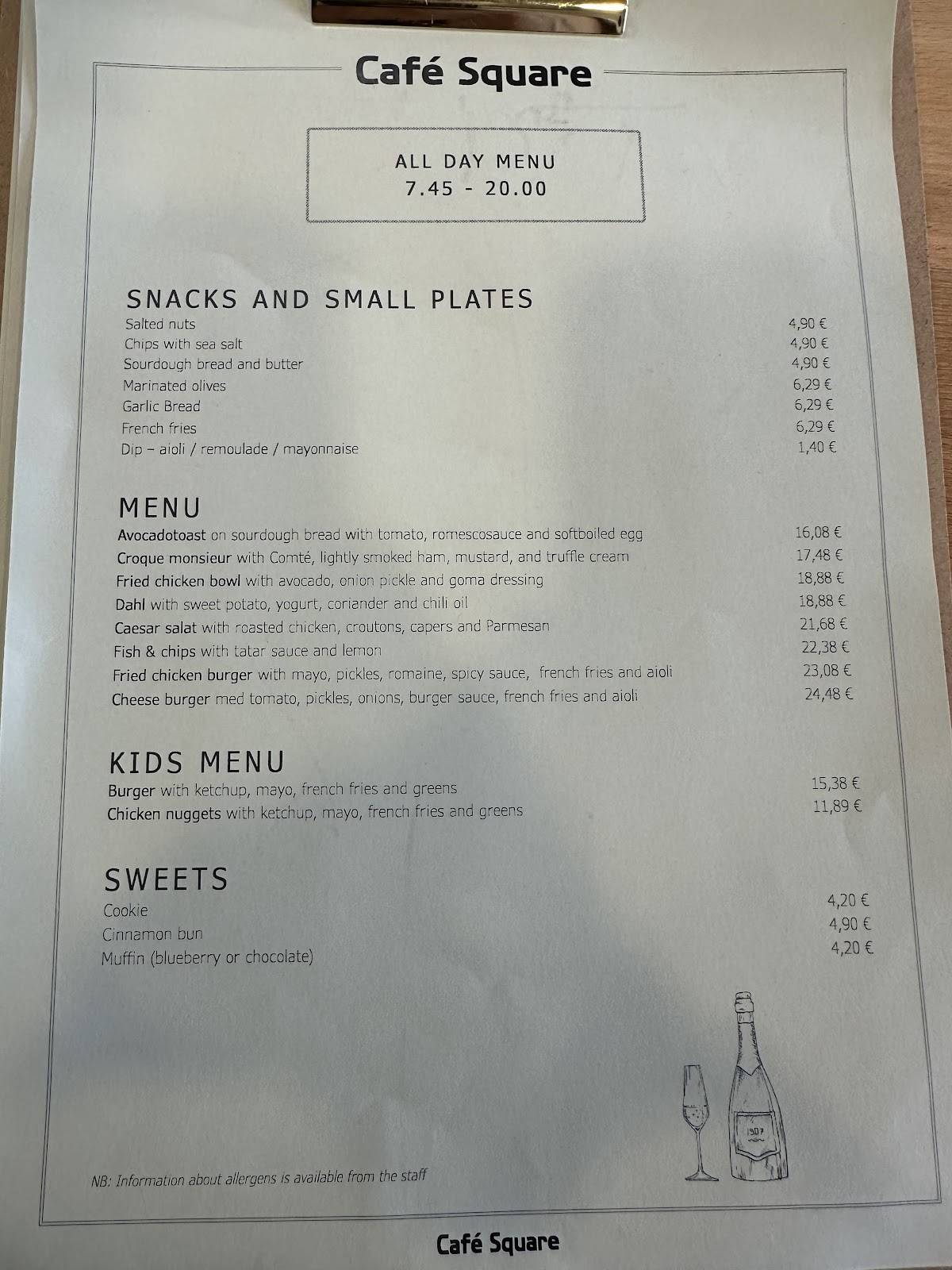 Café Square меню