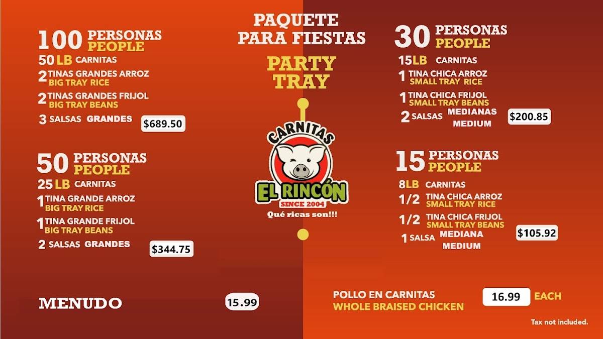 Carnitas el Rincon Modesto меню