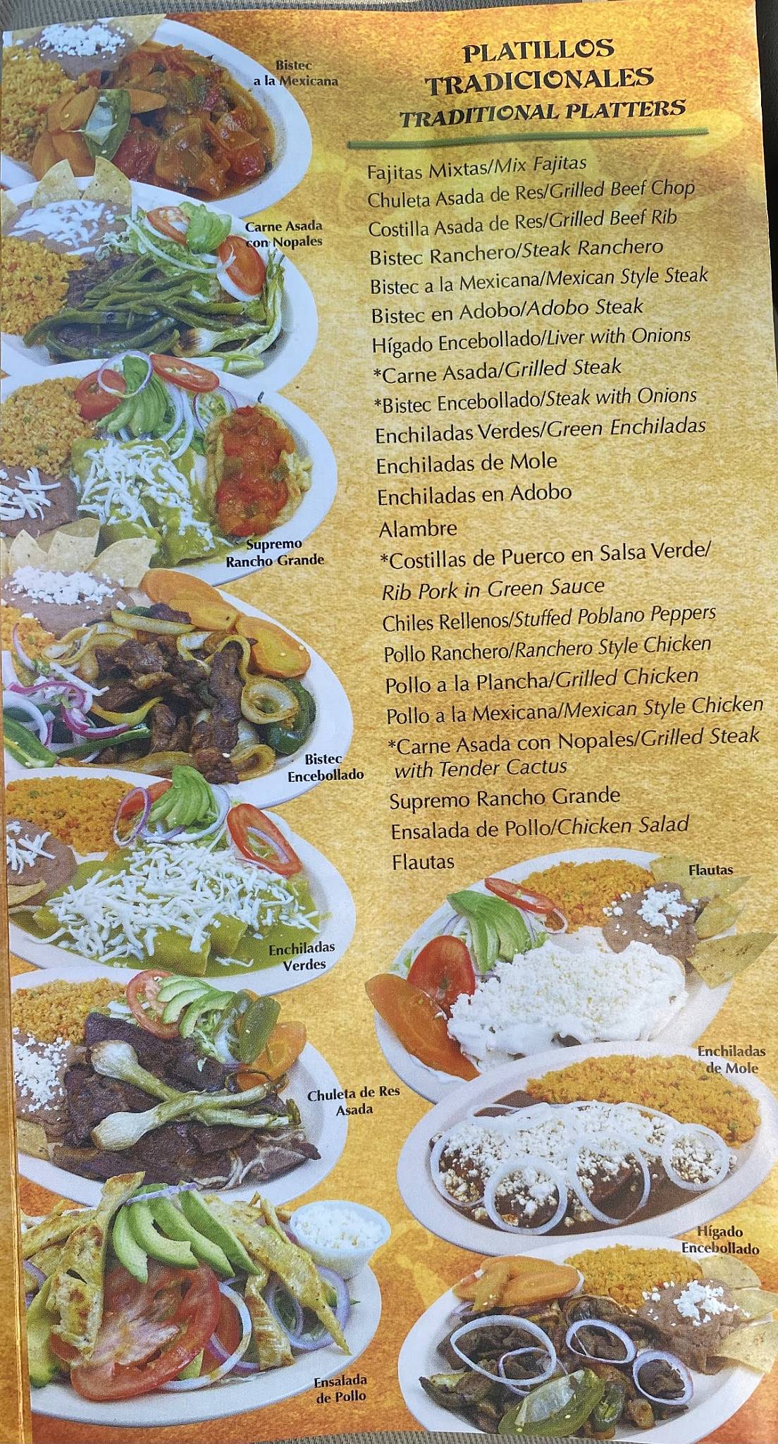 Rancho Grande меню