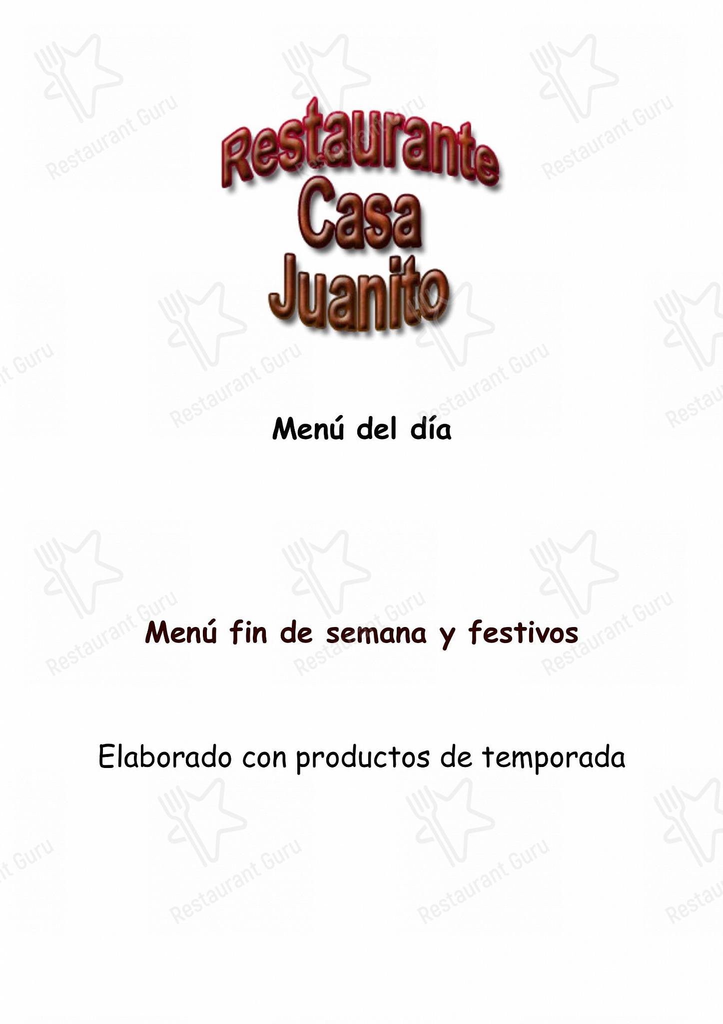 Меню напитков ресторана Restaurante Casa Juanito в Раскафрии
