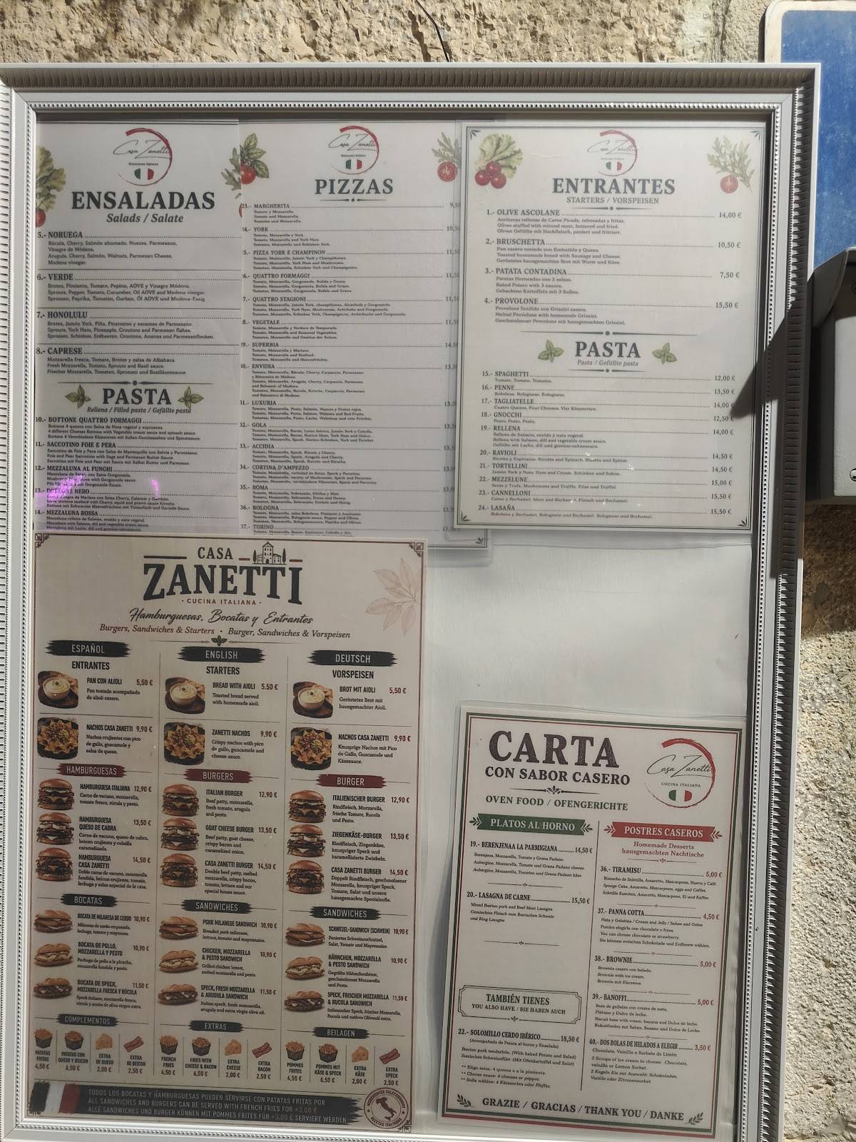 Casa Zanetti меню