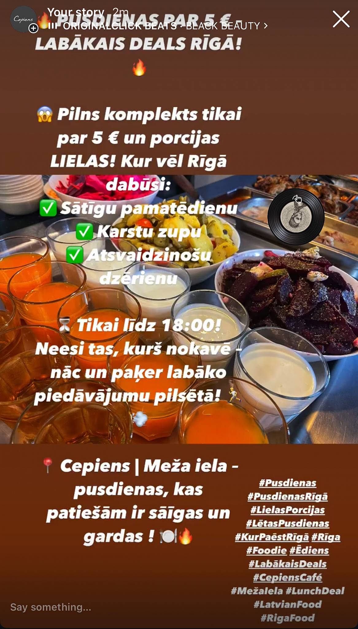 Cepiens меню