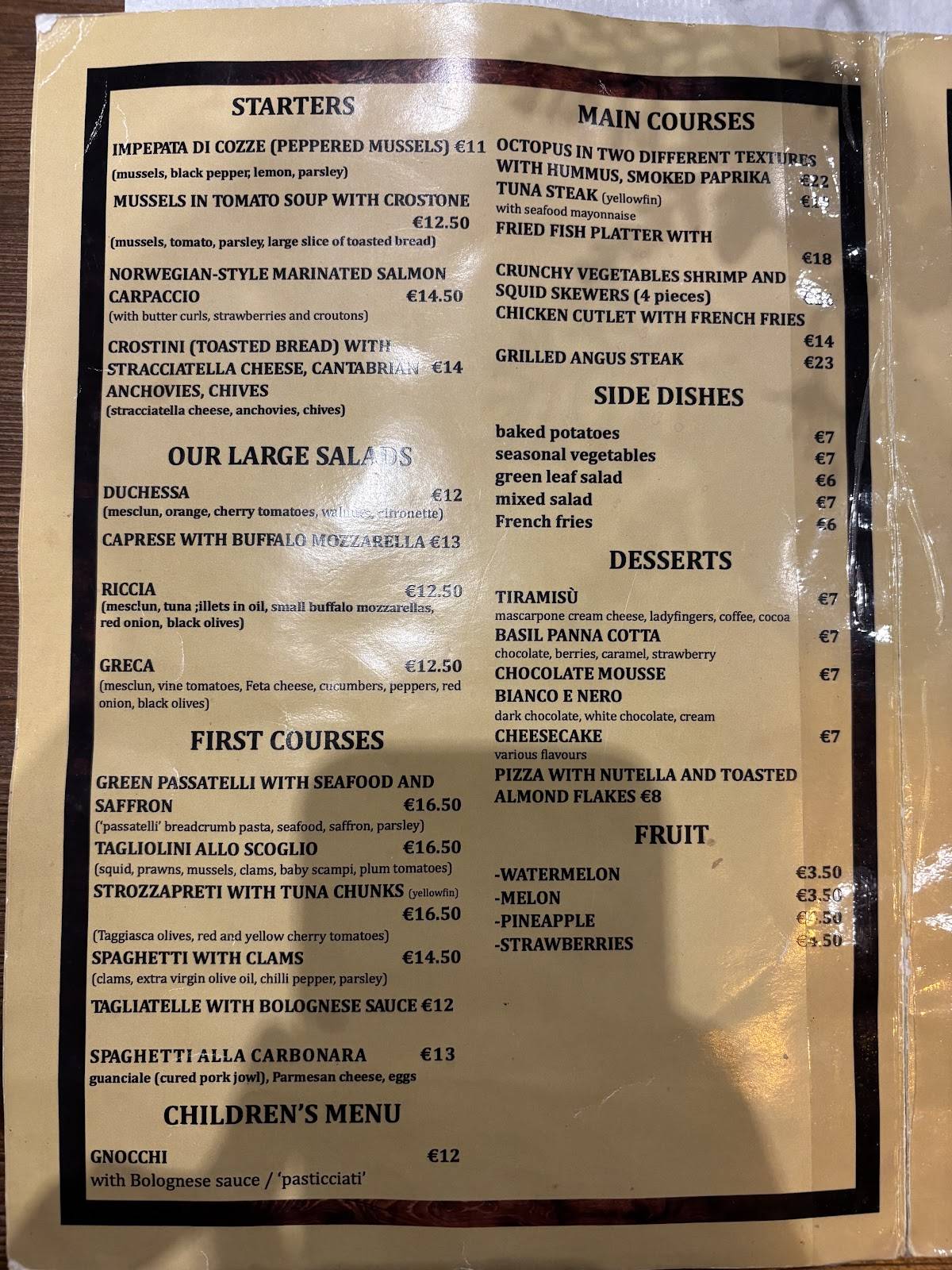 Cheers ristorante pizzeria меню