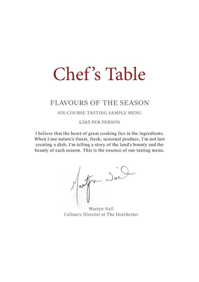 Chef's Table меню