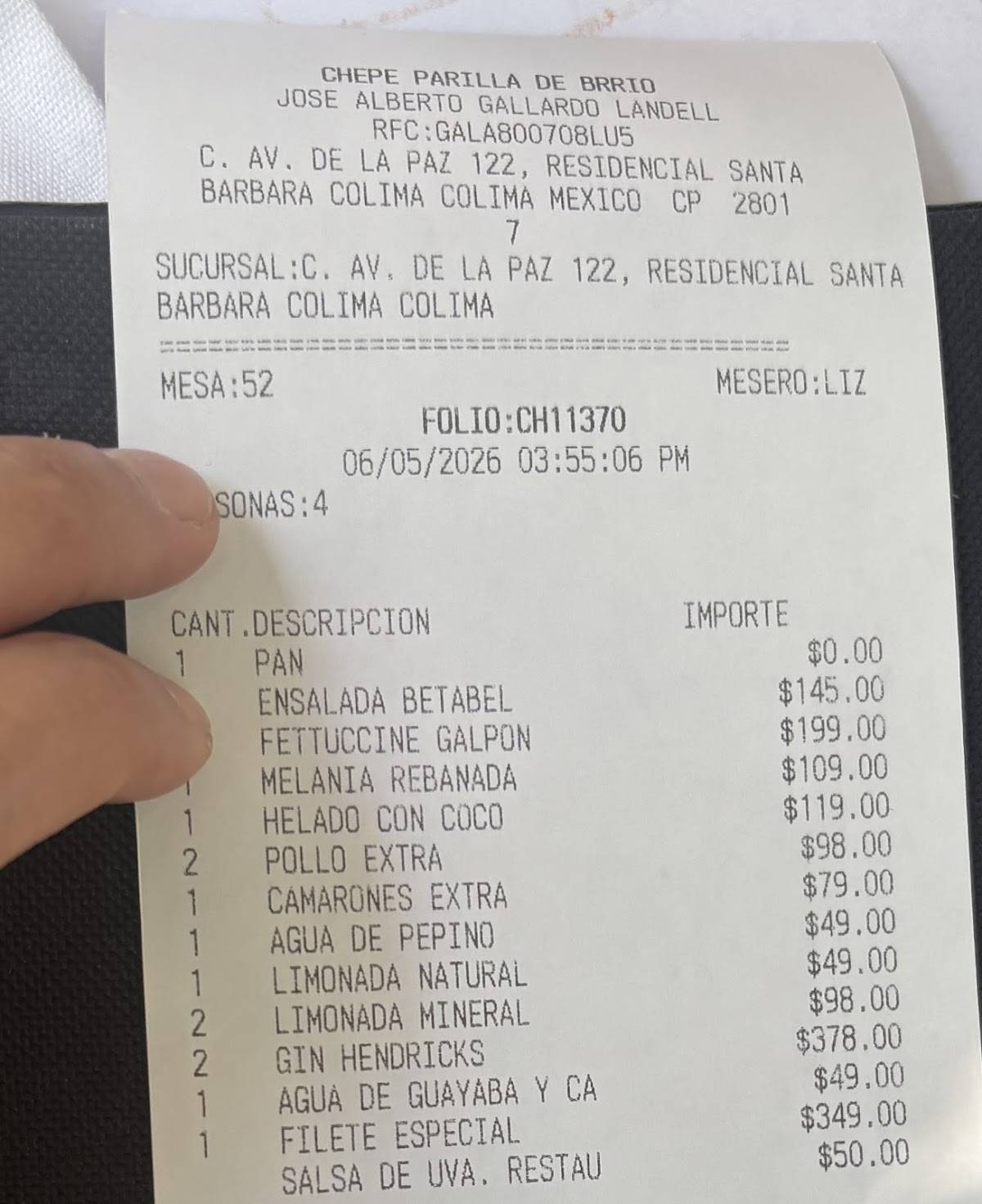 Chepe Parrilla de Barrio меню