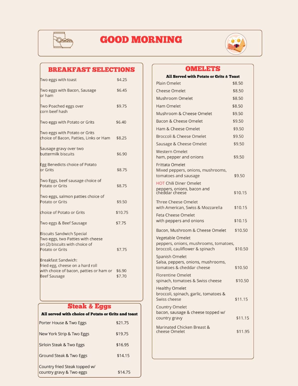 Chili Diner меню