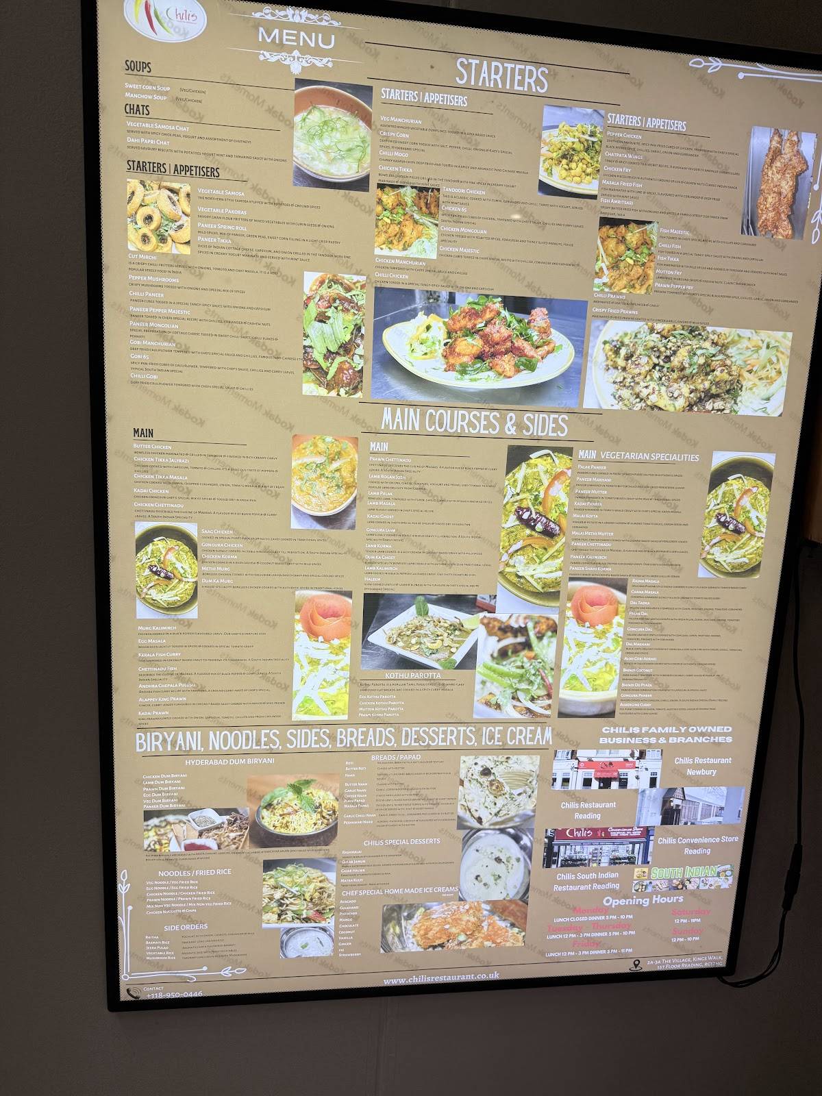 Chilis Indian & Indo Chinese Restaurant меню