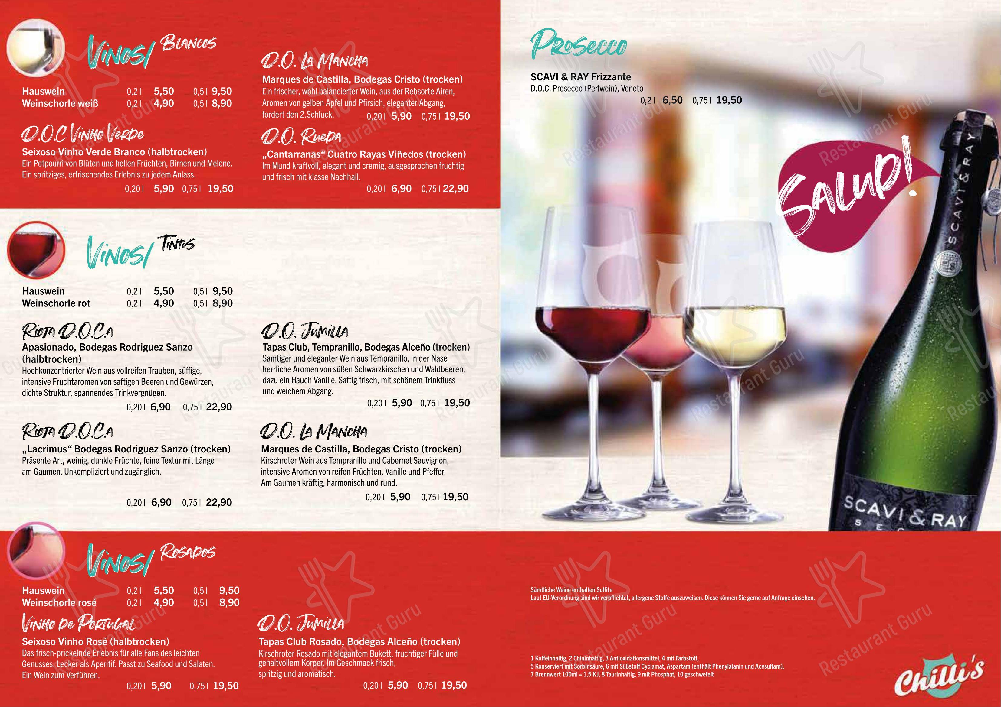 菜单 ресторана Chilli's Roth Mexican Restaurant y Bar