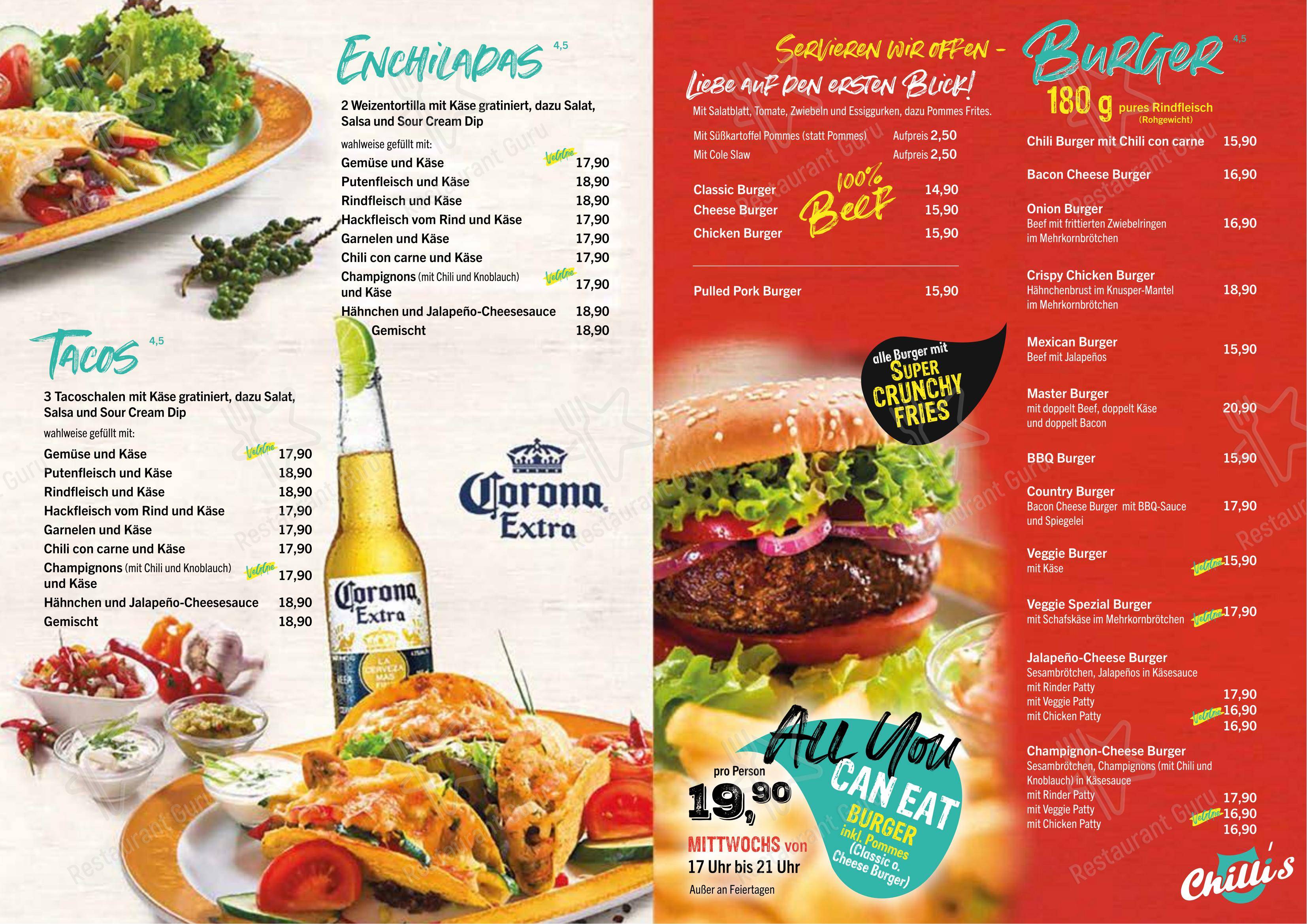 菜单 ресторана Chilli's Roth Mexican Restaurant y Bar
