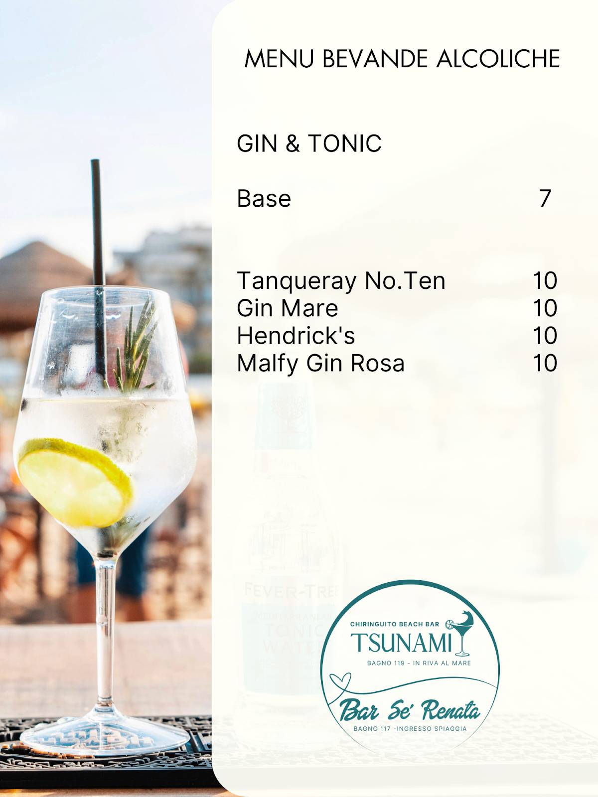 Chiringuito Tsunami Cocktail Bar Rimini меню