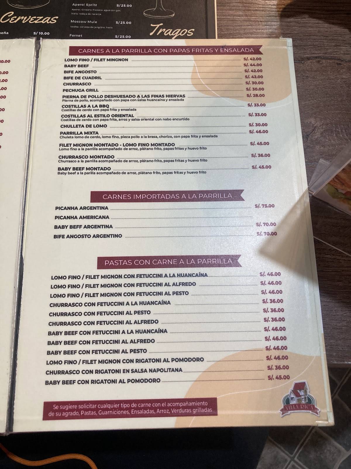 Villa Rica Churrasquería меню