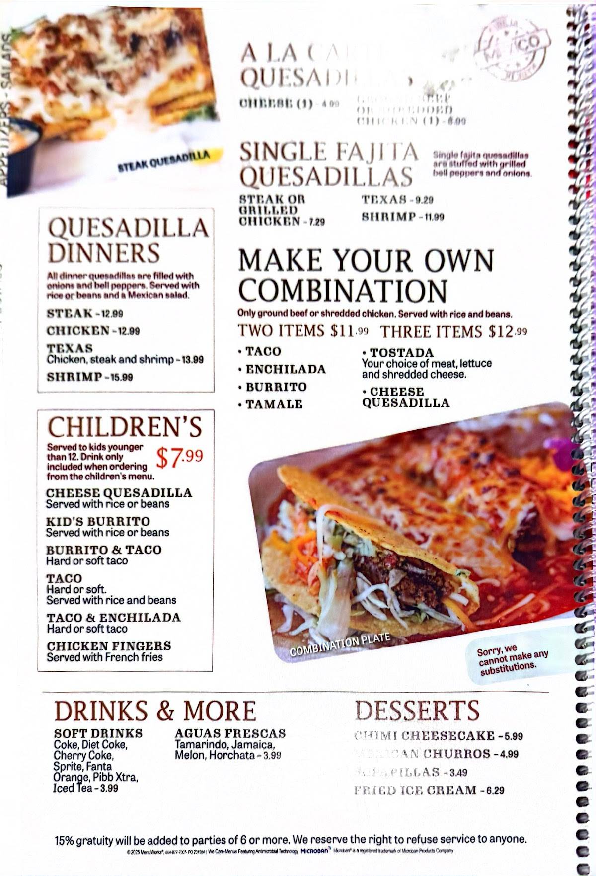 Cilantros Mexican Restaurant меню