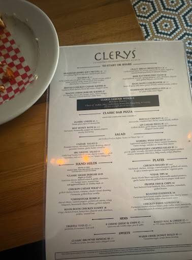 Clerys меню