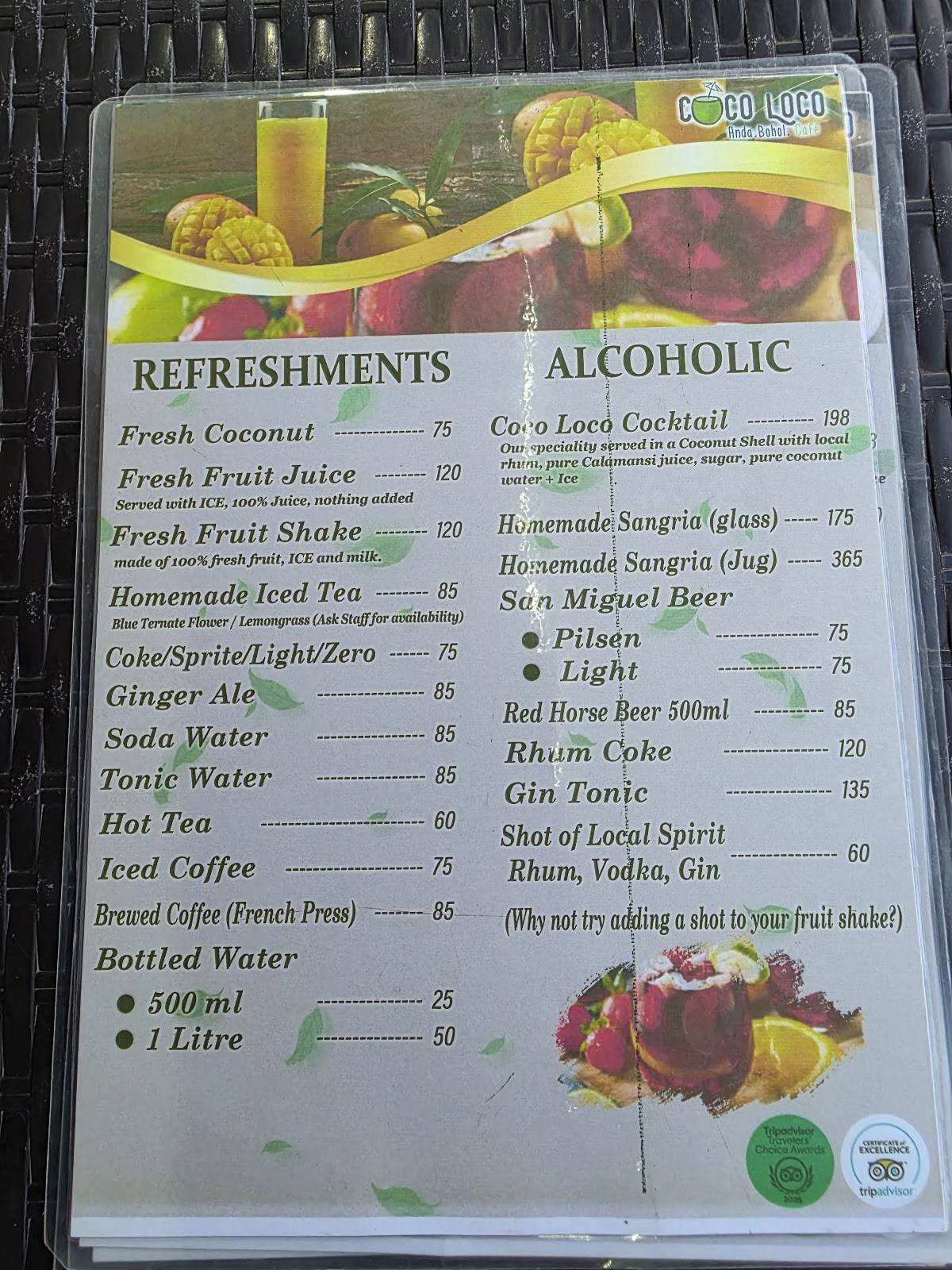 Coco Loco меню