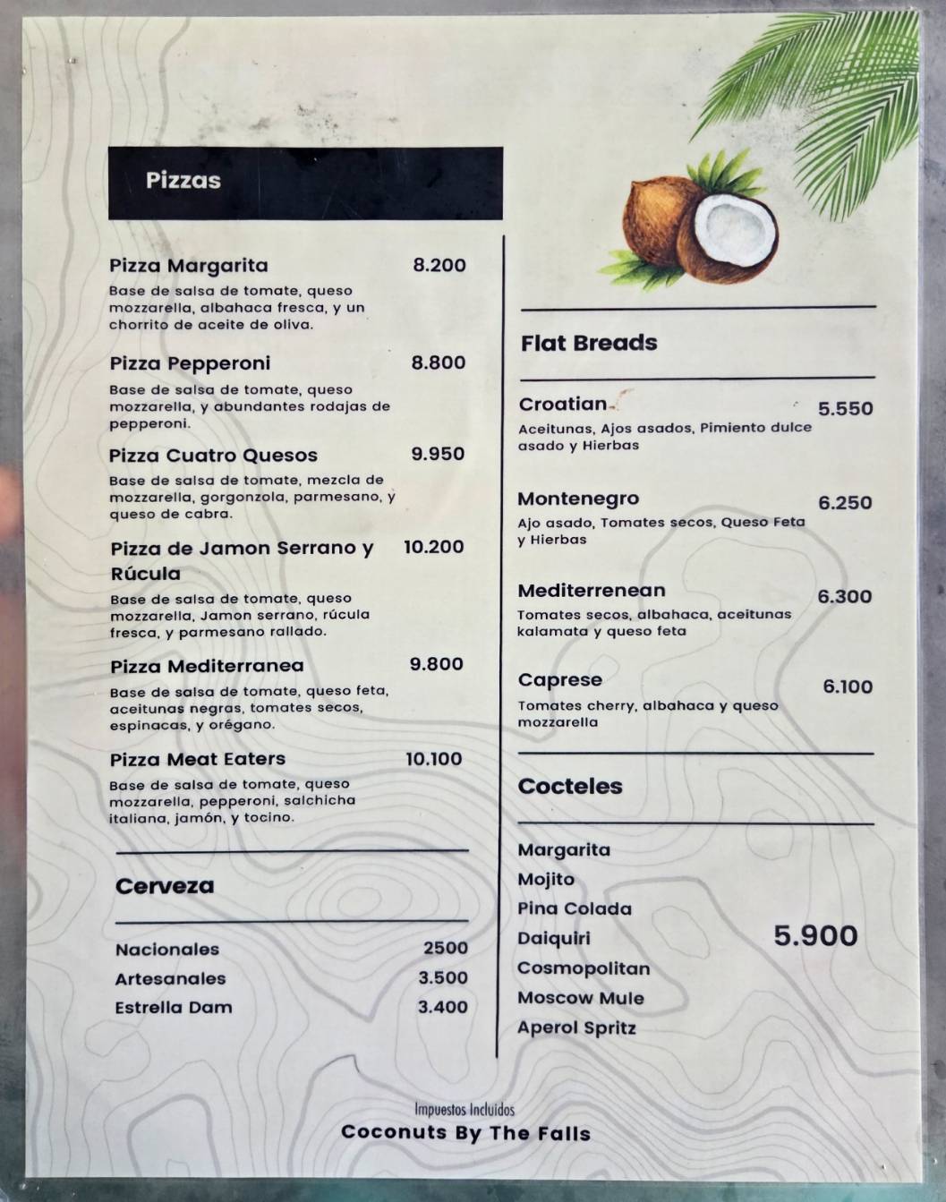 Coconuts Restaurant меню