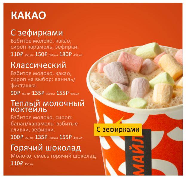 Кофе Смайл меню