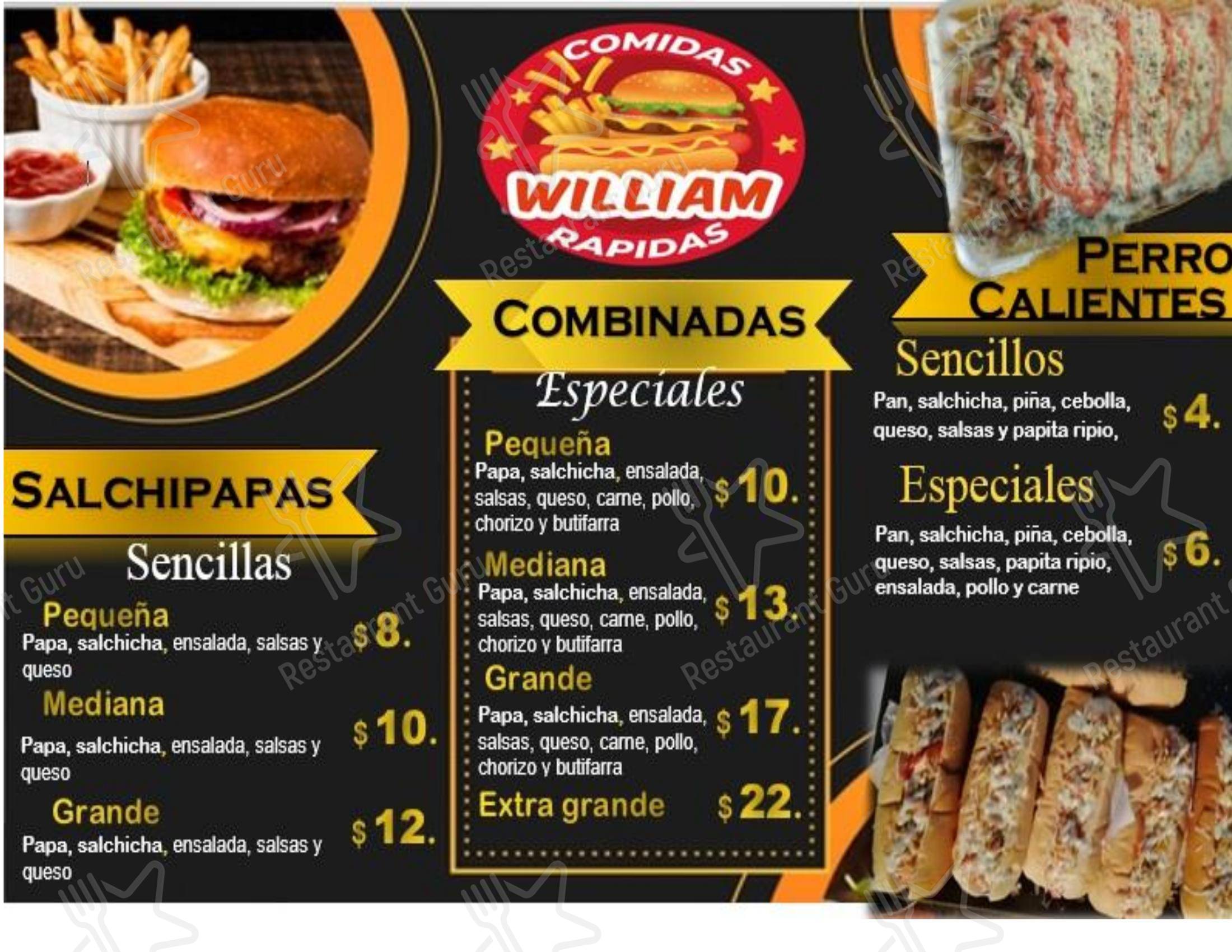 Comidas Rápidas William в Риоаче - Меню