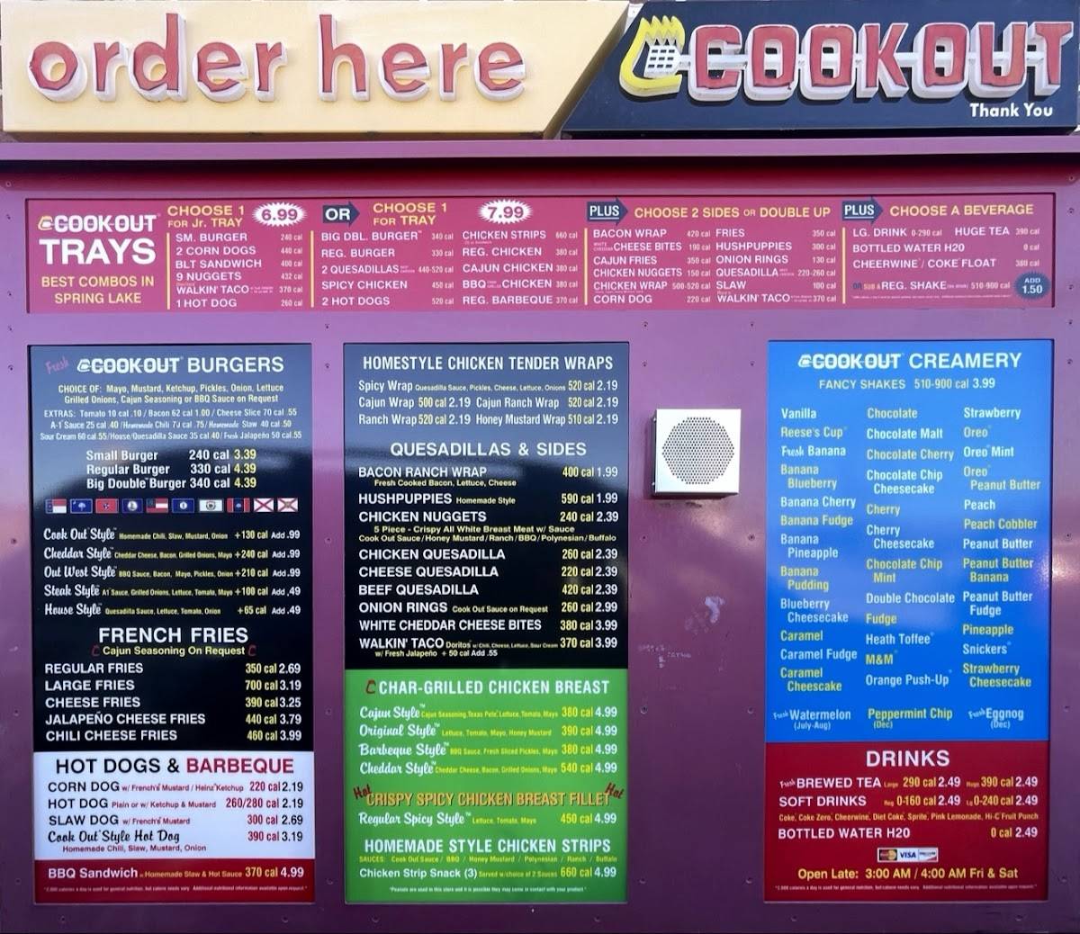 Cook Out меню