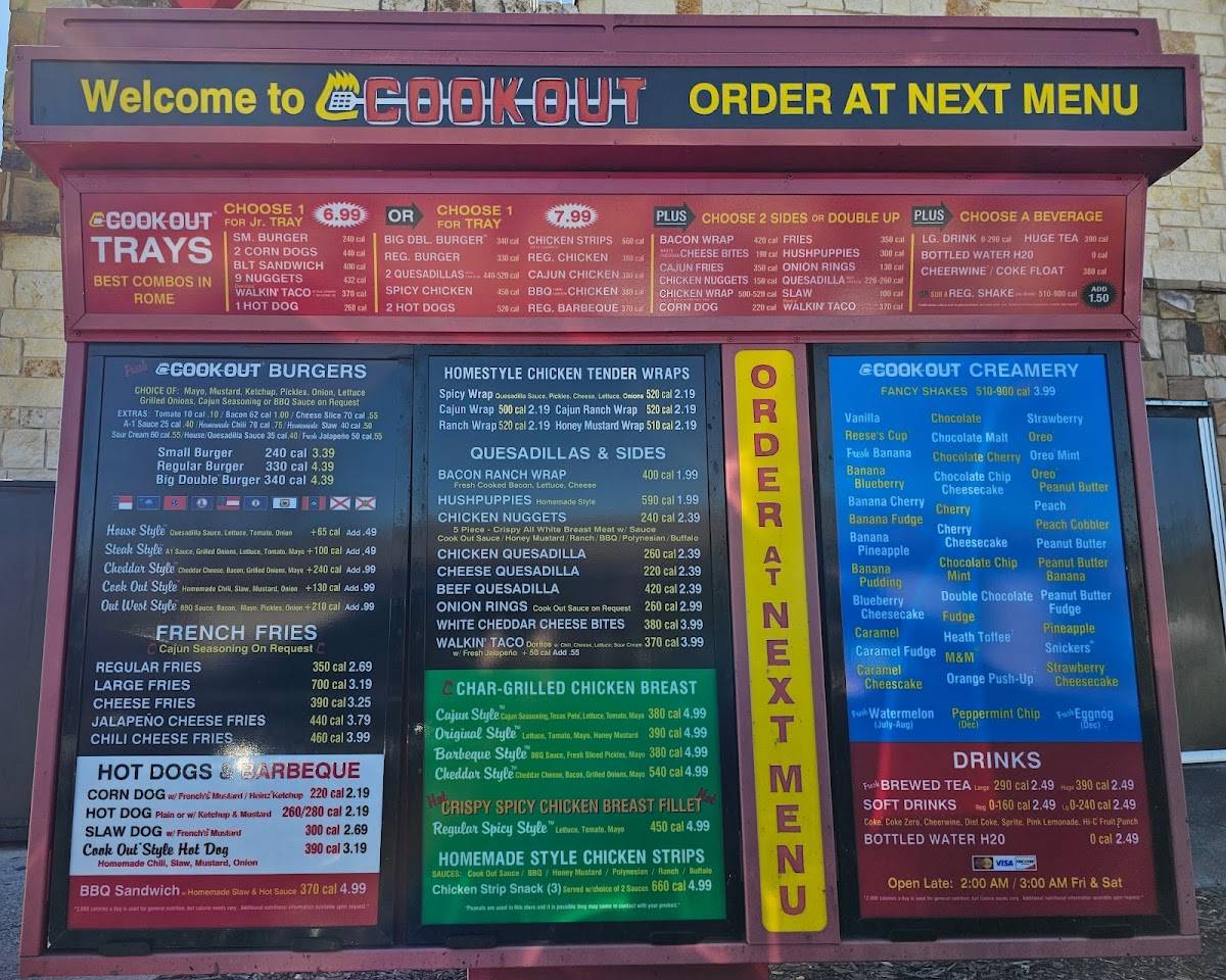 Cook Out меню