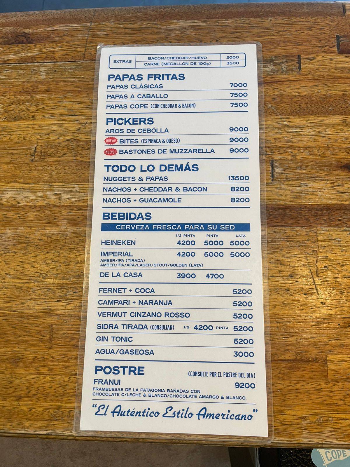 Cope Cerveza y Hamburguesas Bernal меню