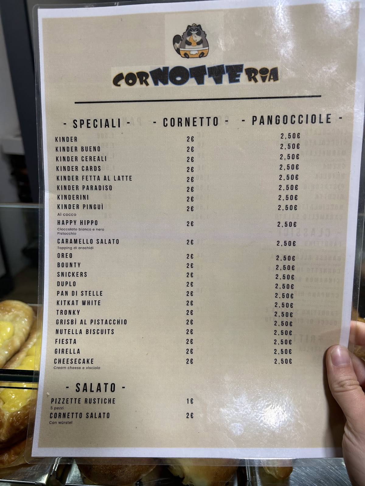 Cornotteria 2.0 меню
