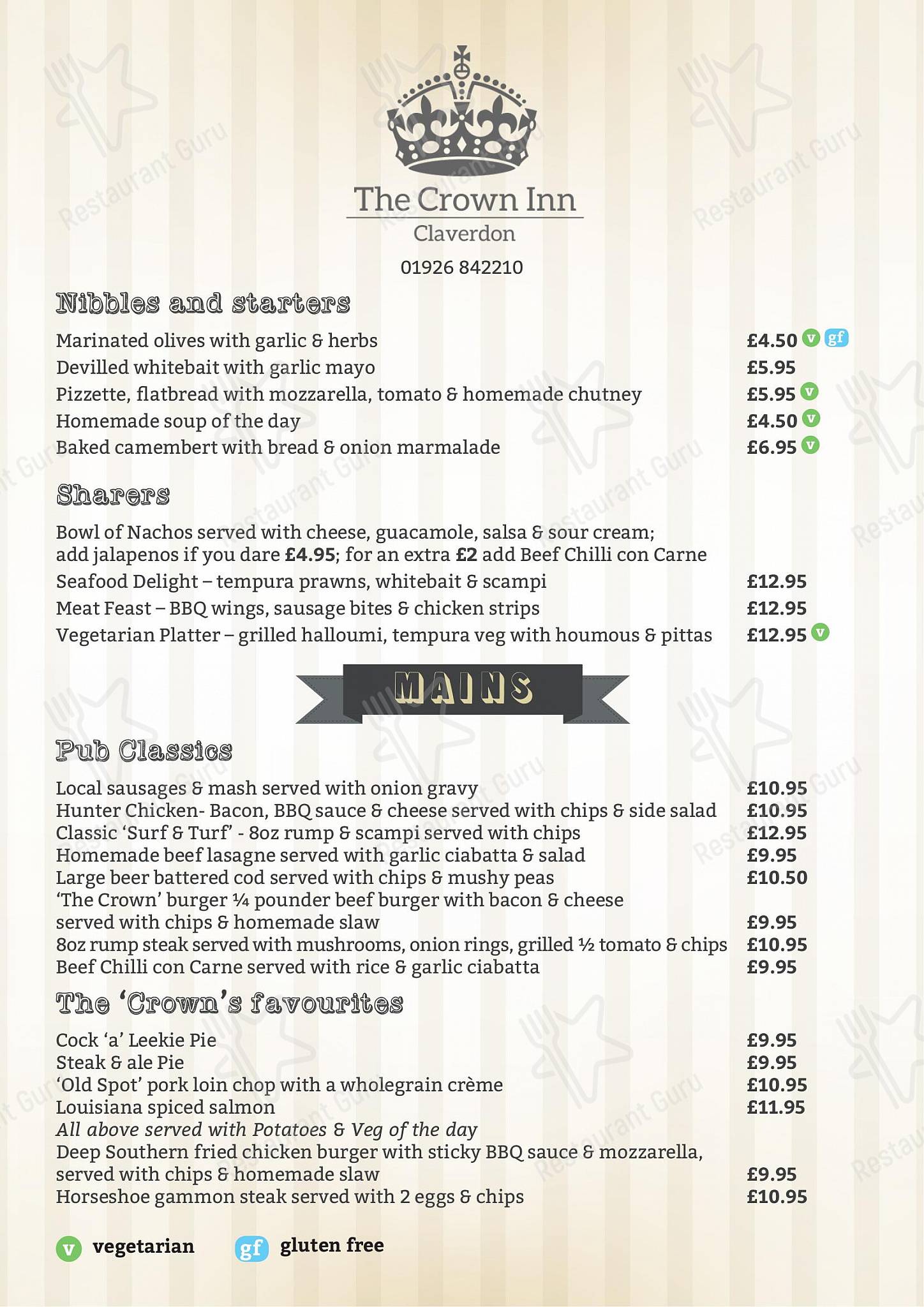 Crown Inn в Клавердоне - Коктейльная карта