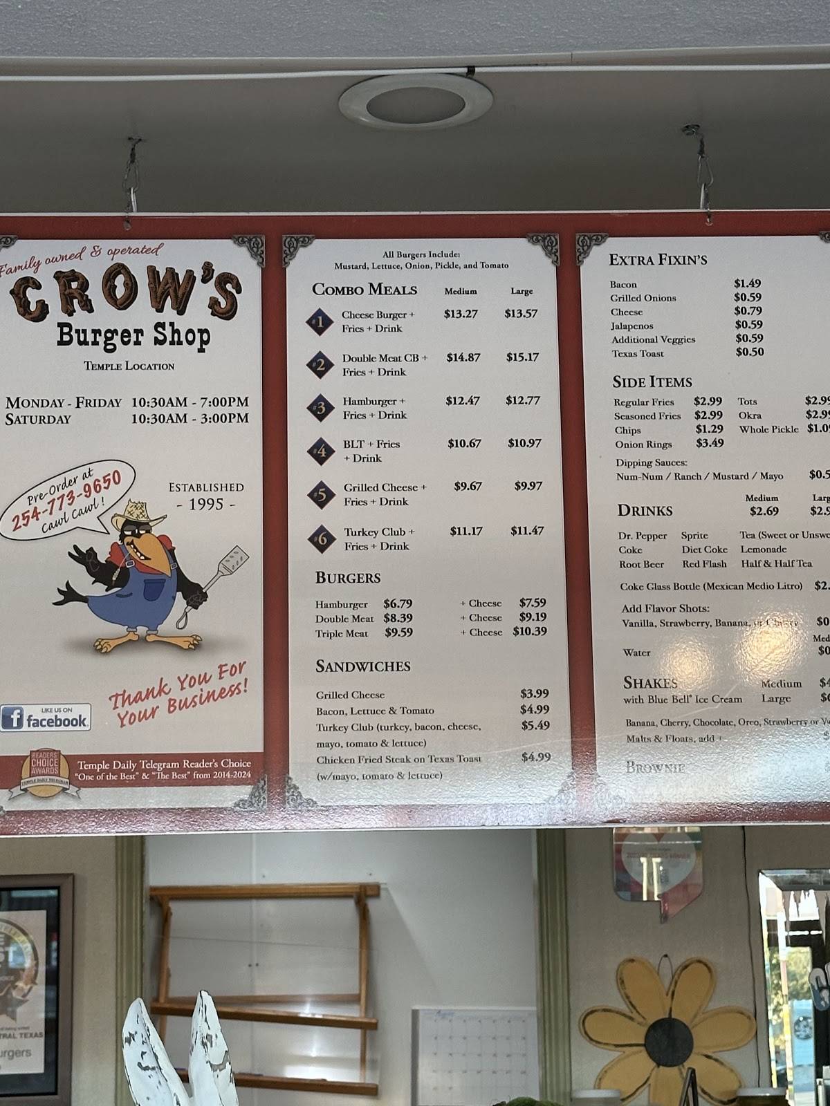 Crow's Burgers меню