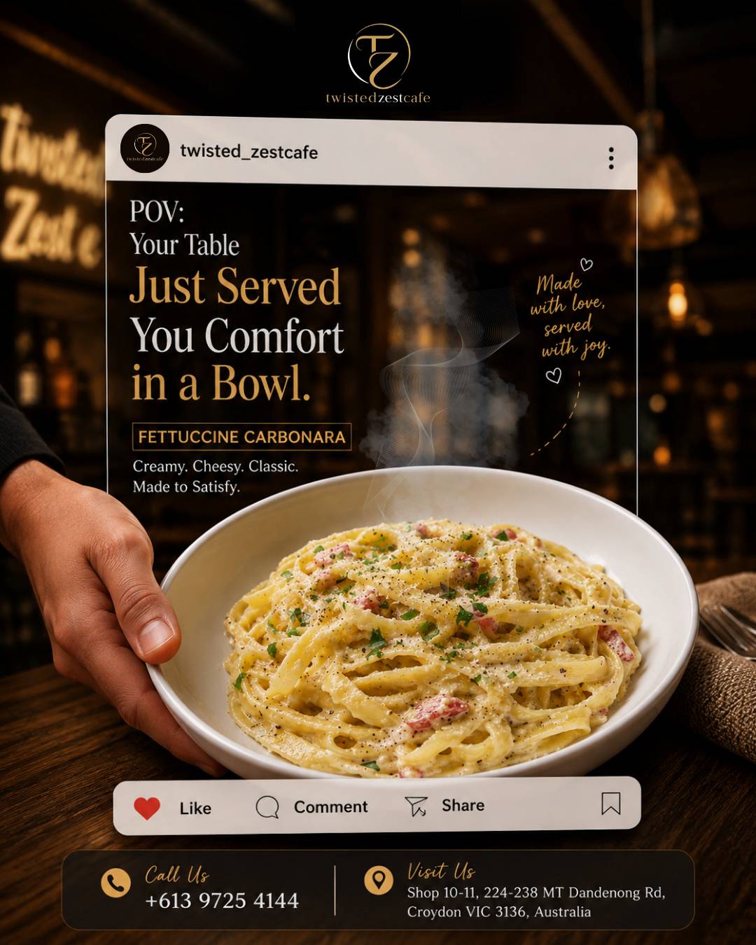 Twisted Zest Cafe and Restaurant меню