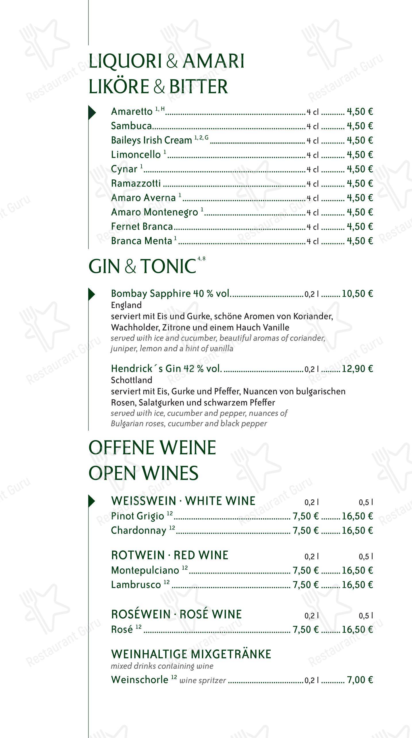 Меню ресторана Cucinelli Ristorante - Меню напитков