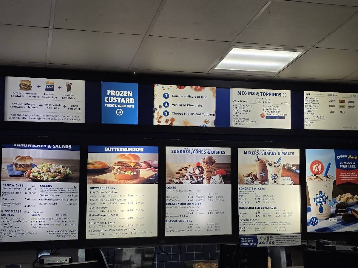 Culver’s меню