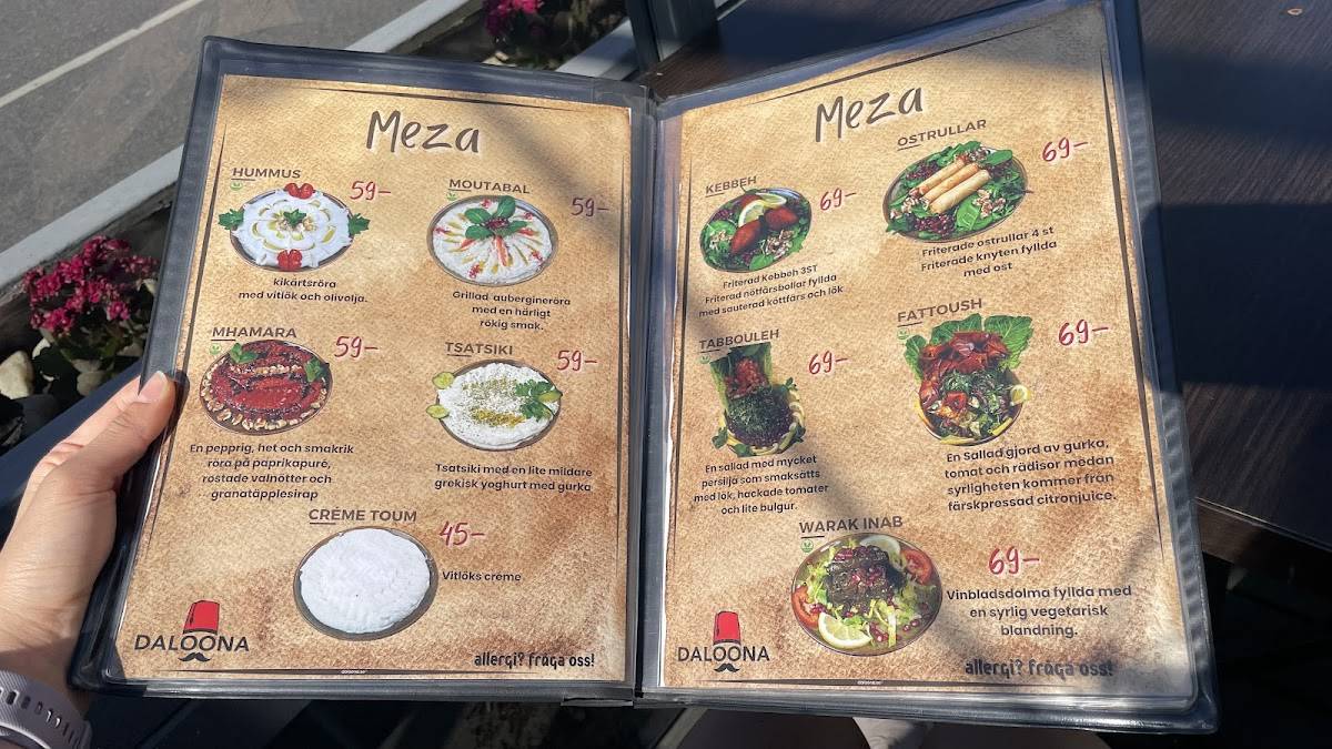 Daloona Restaurang och shishabar меню