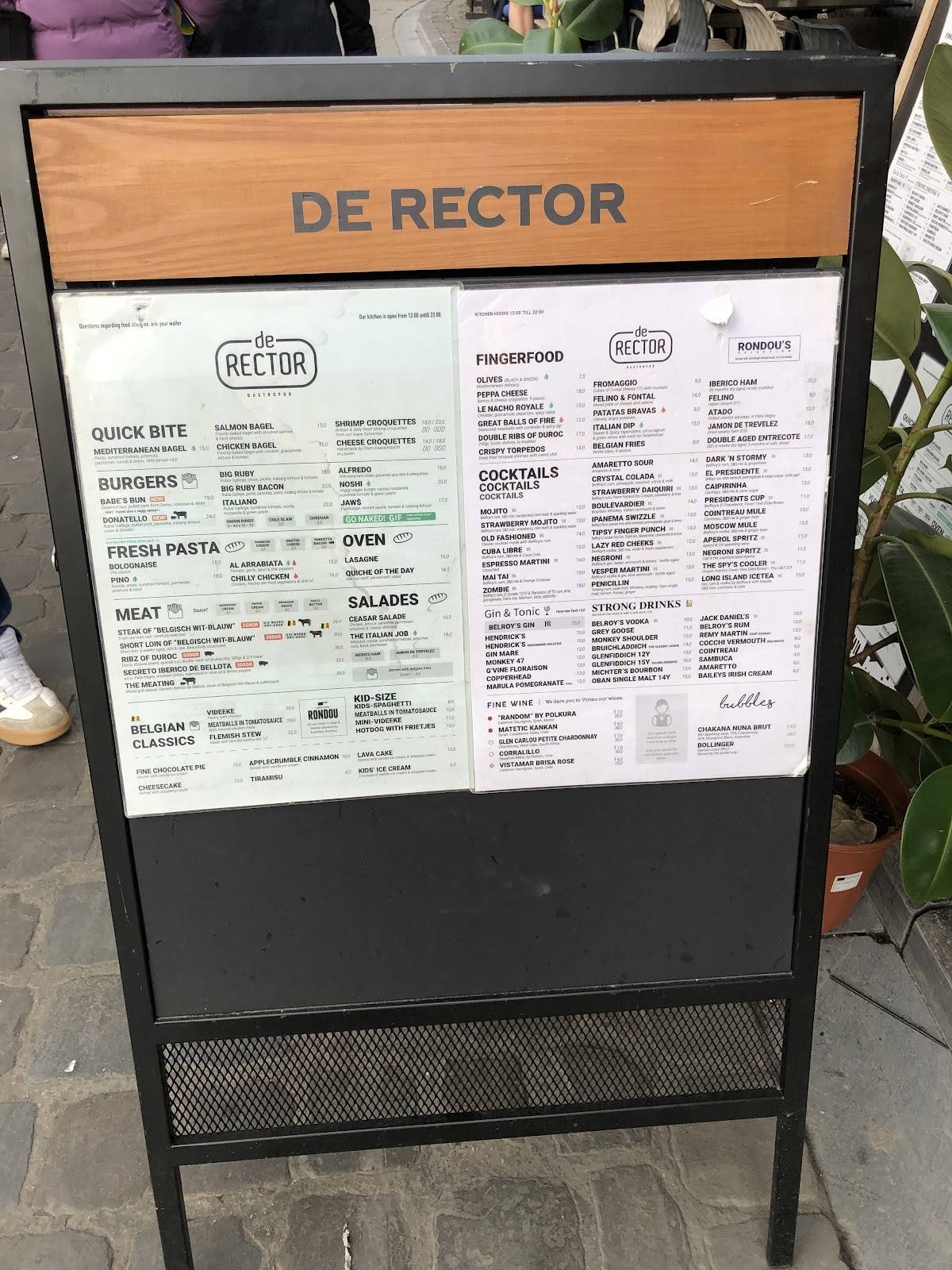 De Rector меню