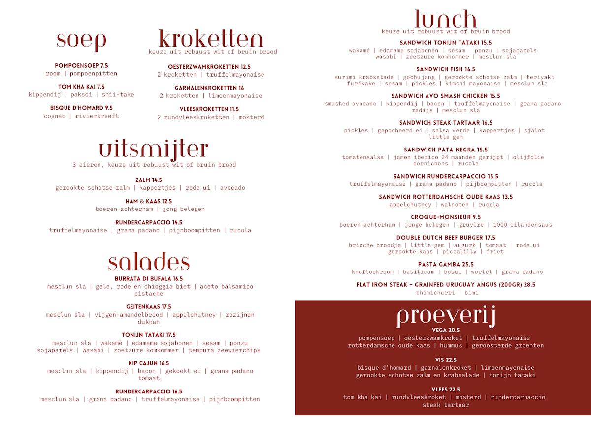 De Tijd Café-eet en feestgelegenheid меню