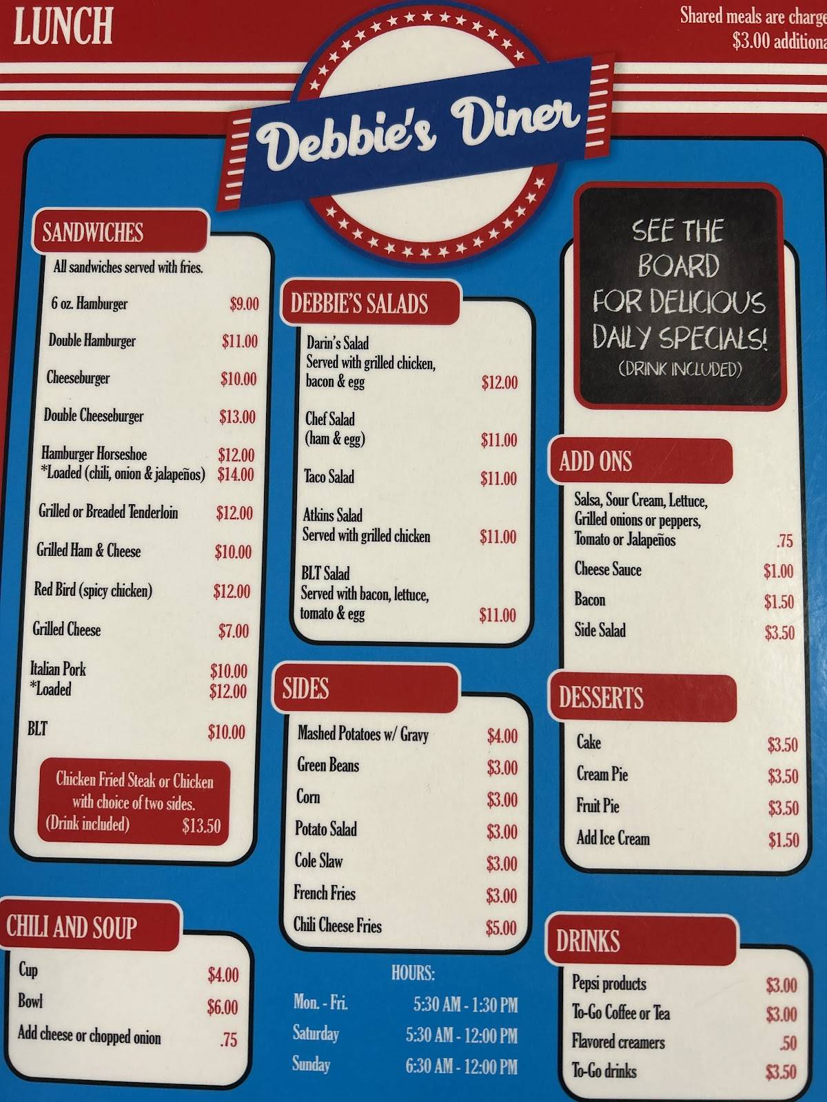 Debbie's Diner меню