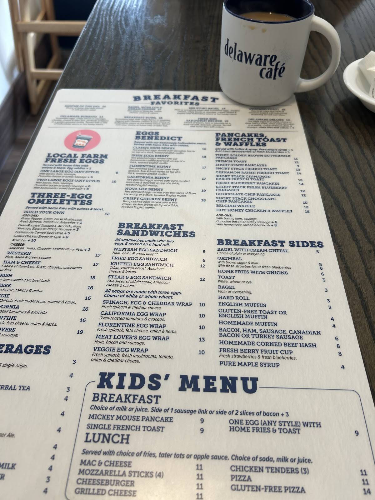 Delaware Cafe меню