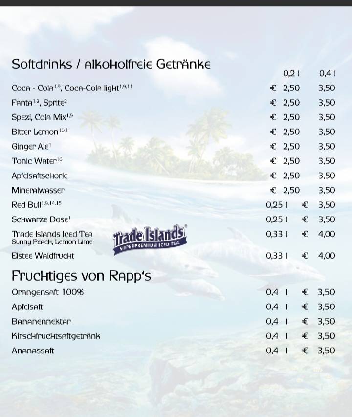 Delphin Sportsbar меню