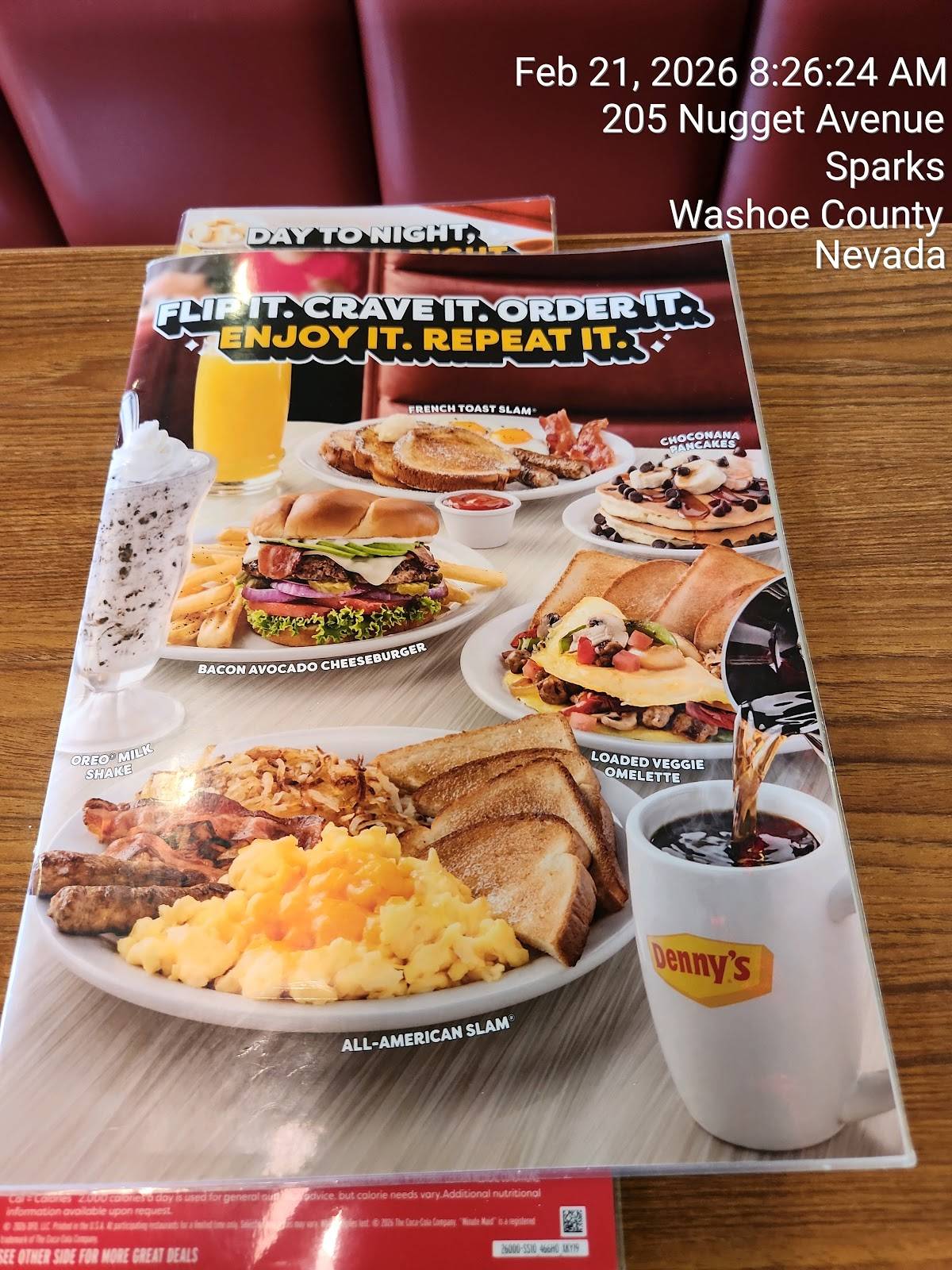 Denny's Restaurant меню