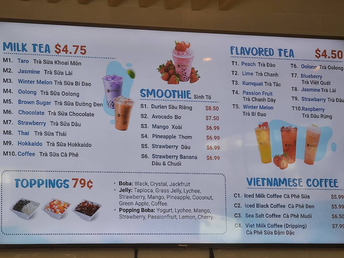 TeaMia - Sugarcane Drinks, Smoothies & Milkteas меню