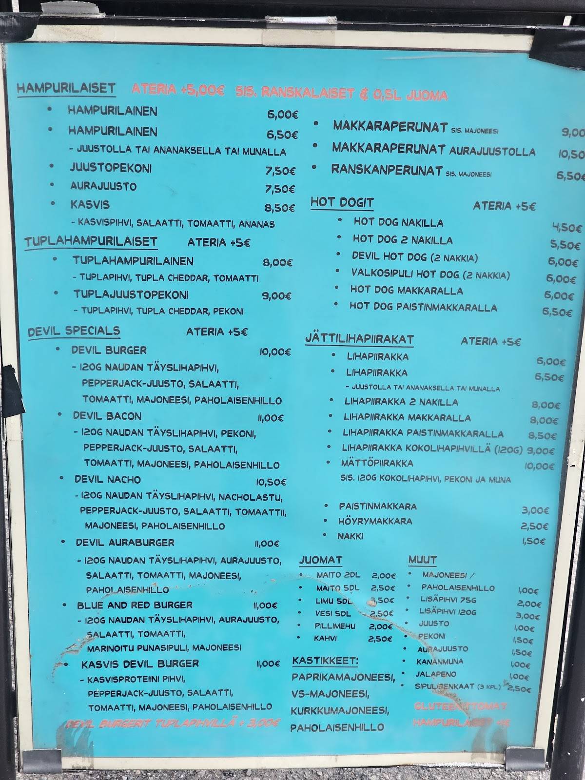 Devil Burger меню