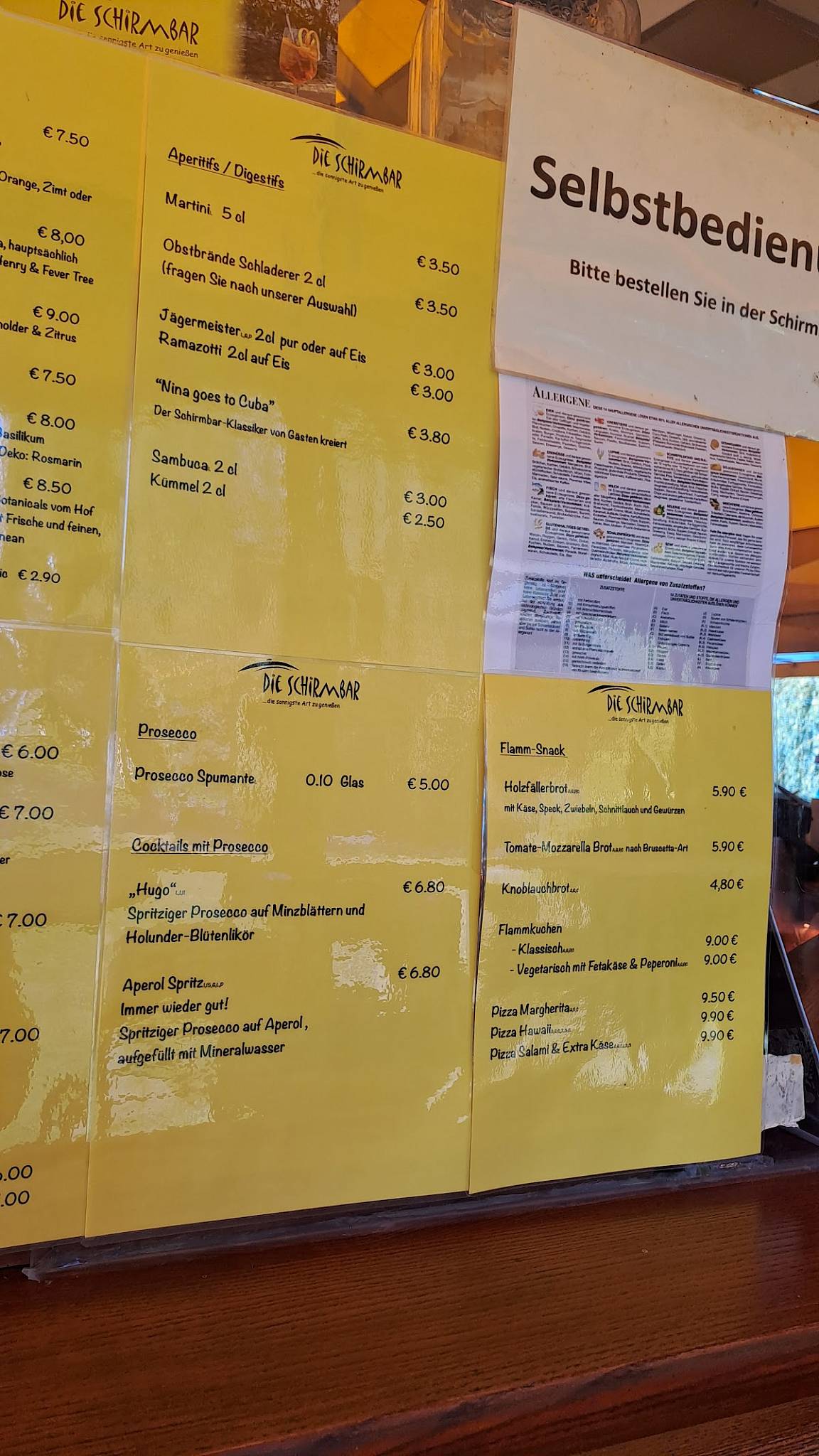 Die Schirmbar меню