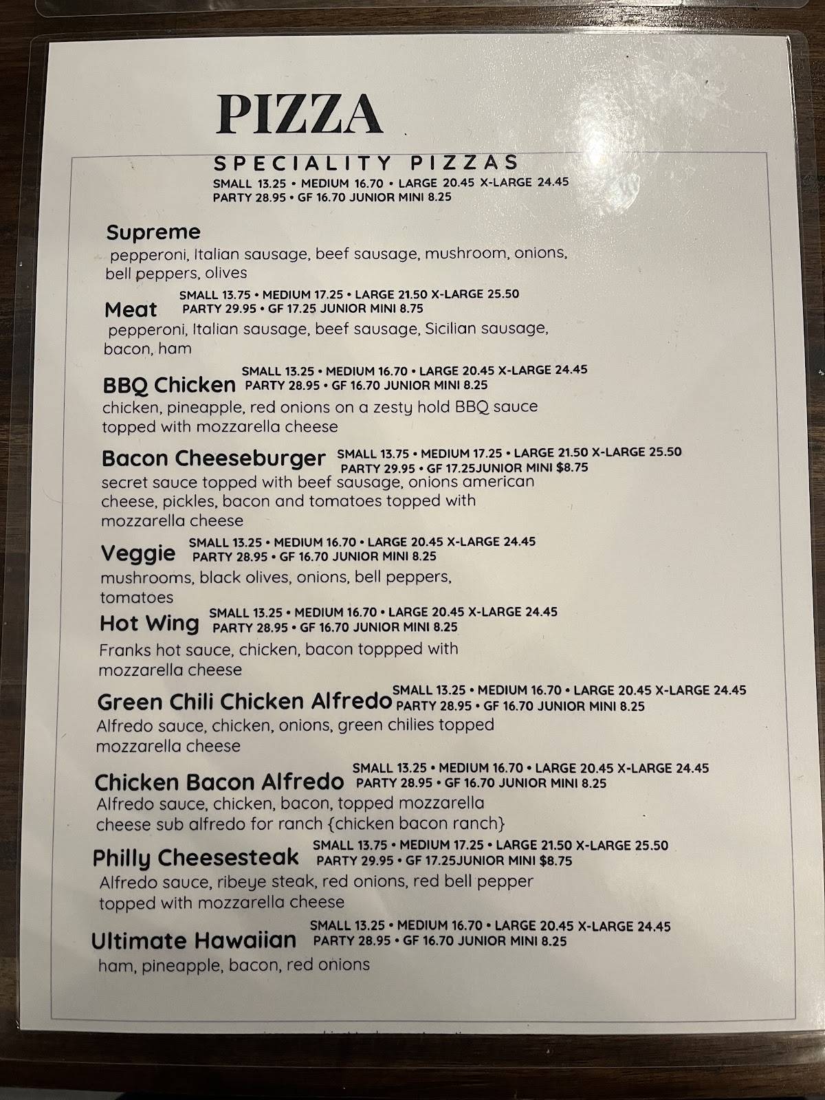 Ditty’s Pizza меню