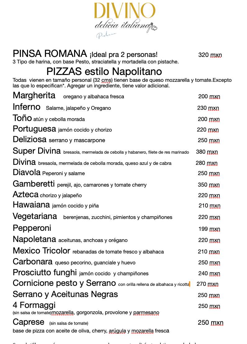 Divino Delicia Italiana меню
