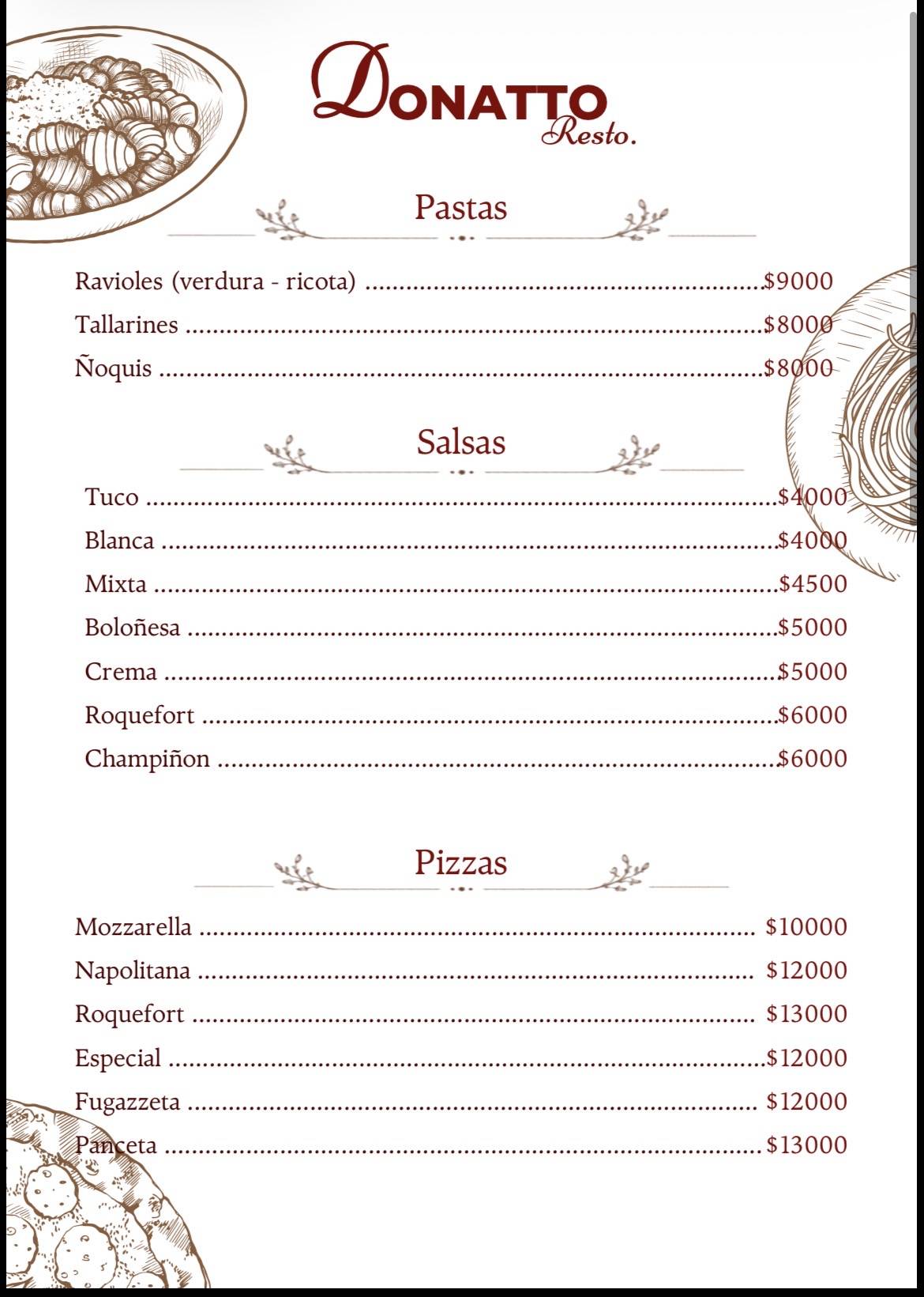 Donatto RESTO меню