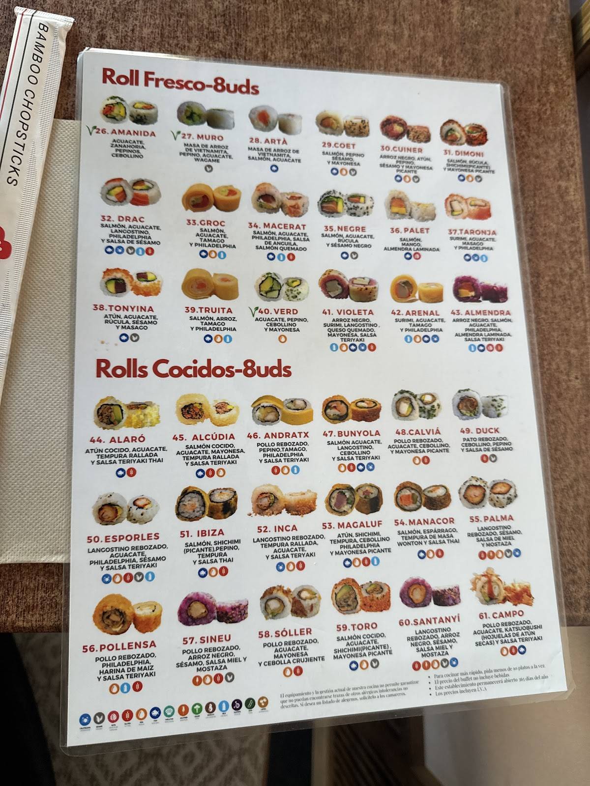 Dragon Sushi Inca меню