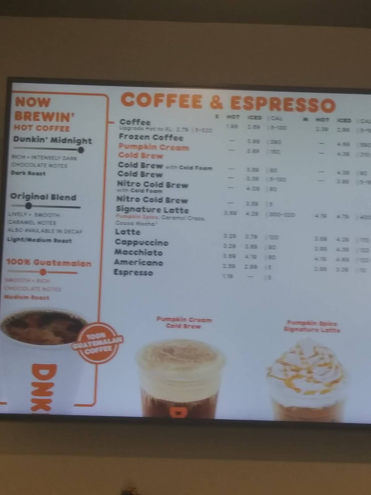 Dunkin' меню