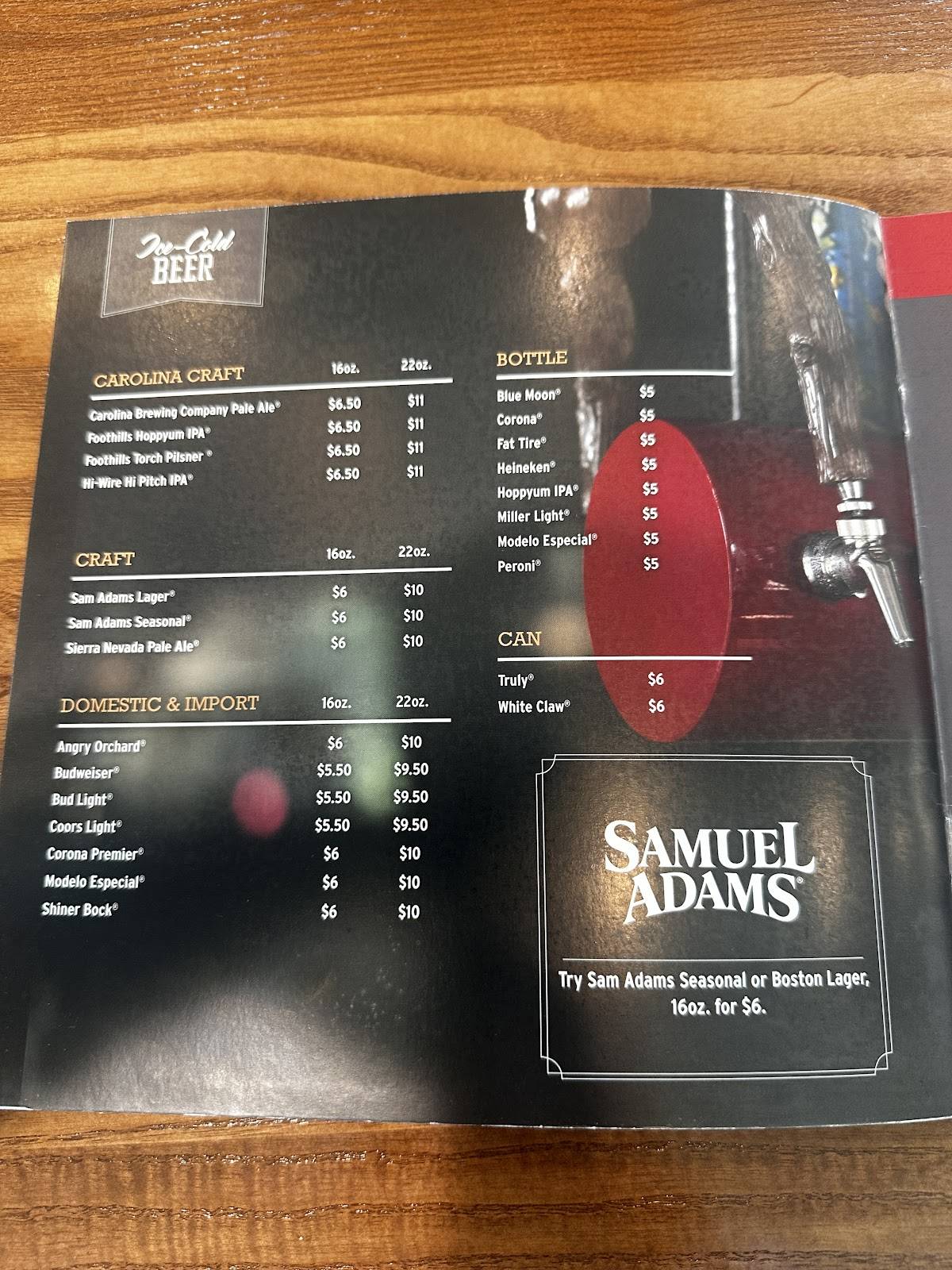Tony Roma's меню